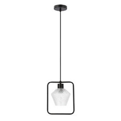 Lampa wisząca Niko czarny 1x40W E27  klosz bezbarwny karbowany