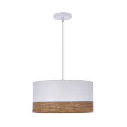 Nowoczesna lampa wisząca Porto biała z tkaniny do salonu i kuchni regulowana 30 cm