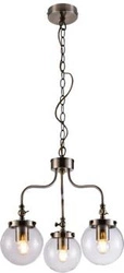 Lampa wisząca Ballet klasyczna szklana potrójna do salonu i jadalni patynowa 80 cm