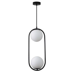 Nowoczesna lampa wisząca COSTA DUO czarna 50 cm do kuchni i jadalni szklana