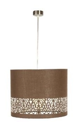 Lampa wisząca Arabesca brązowa tkanina nowoczesna do salonu i jadalni 33 cm