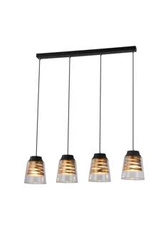 Lampa wisząca Fresno czarna szklana 4-punktowa regulowana do salonu i jadalni
