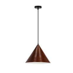 Lampa wisząca Dunca 32 metalowa czarna z kloszem orzechowym do salonu i jadalni regulowana
