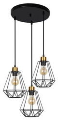 Lampa sufitowa loftowa Primo czarna z złotem 3-punktowa regulowana do salonu