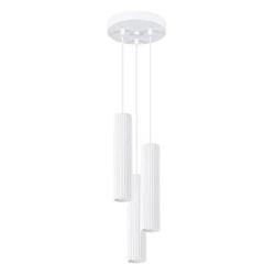 Lampa sufitowa wisząca Karbon 3P biała regulowana 3-punktowa do salonu i jadalni
