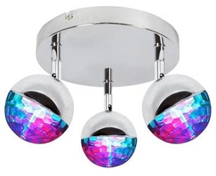 Plafon sufitowy LED Party chrom okrągły nowoczesny z ruchomymi głowicami do salonu