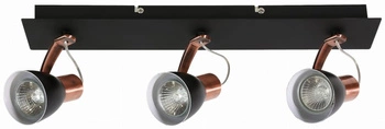 Lampa sufitowa Markus 3-punktowa czarna z miedzianym akcentem regulowana do salonu