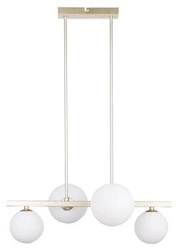 Lampa wisząca Kama biało-mosiężna 4-punktowa do salonu i jadalni nowoczesna