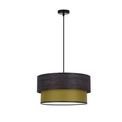 Lampa wisząca Arezzo czarna i oliwkowa tkanina regulowana do salonu lub jadalni