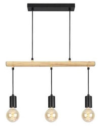 Lampa wisząca Izzy czarna drewniana 3-punktowa nowoczesna do salonu i jadalni