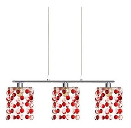 Lampa wisząca Classic czerwona szklana 3-punktowa do salonu, kuchni lub jadalni