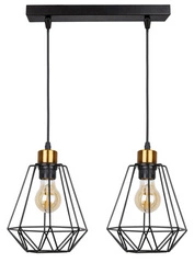 Lampa wisząca Primo czarny+złoty 2x60W  E27 klosz czarny