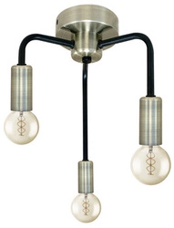 Lampa sufitowa loftowa Saga czarna i złota 3-punktowa do salonu, kuchni lub jadalni