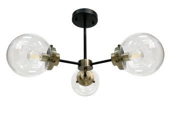 Lampa sufitowa Lens czarna szklana 3-punktowa do salonu i jadalni CANDELLUX