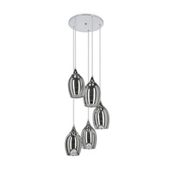 Lampa wisząca Marina talerz chrom 5-punktowa szklana do salonu i jadalni regulowana