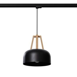 Lampa wisząca CASCO czarna/naturalne  drewno E27 4000K 7,5W 690lm