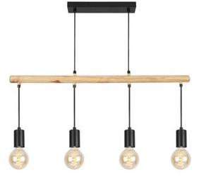 Lampa wisząca Izzy czarna drewniana 4-punktowa do salonu i jadalni regulowana