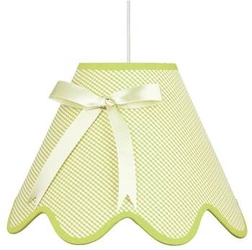 Lampa wisząca do pokoju dziecięcego Lola zielona tkaninowa z abażurem i kokardą 40 cm