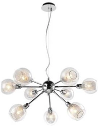 Lampa sufitowa Dixy chrom nowoczesna szklana 9-punktowa do salonu i jadalni 68 cm