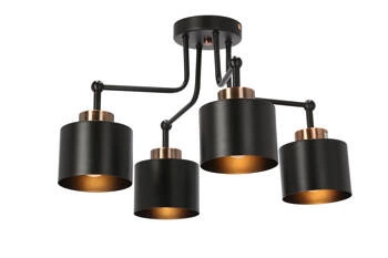 Nowoczesna lampa sufitowa Olena czarna 4-punktowa do salonu, sypialni lub kuchni
