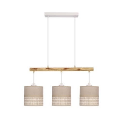 Lampa wisząca Izotto biały 3x60W E27  abażur beżowy