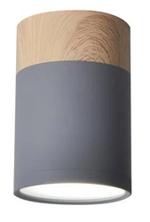 Lampa sufitowa Tuba szara z drewnem nowoczesna pojedyncza do salonu kuchni lub sypialni