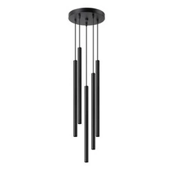 Nowoczesna lampa wisząca Pastelo 5P czarna do salonu i jadalni metalowa SOLLUX