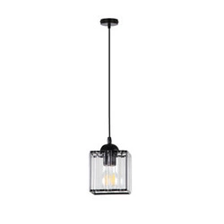 Lampa wisząca Glassia czarna szklana z kryształami do salonu i jadalni regulowana