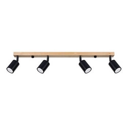 Nowoczesny plafon sufitowy VERDO 4 czarny z drewnem regulowany do salonu SOLLUX LIGHTING