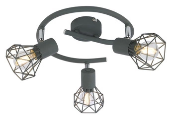Lampa sufitowa Verve spirala 3-punktowa nowoczesna szara z regulacją do salonu