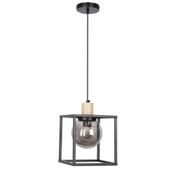 Lampa wisząca Retro 2 czarna z dymionym kloszem regulowana do salonu i jadalni