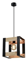 Lampa wisząca Varna czarna drewniana loftowa do salonu i kuchni regulowana