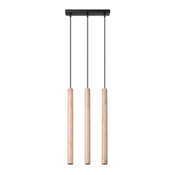 Lampa wisząca Pastelo 3-punktowa nowoczesna drewno do salonu i jadalni SOLLUX