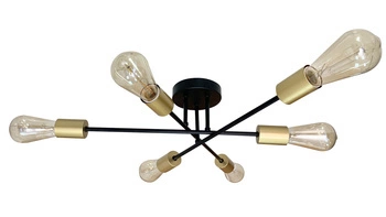 Lampa sufitowa Crespilo czarna metalowa 6-punktowa do salonu i jadalni nowoczesna