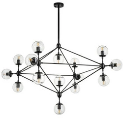 Lampa wisząca kula ASTRIFERO-15 bursztynowa czarna 110 cm do salonu i jadalni