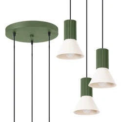 Lampa wisząca ESTRIA 3P loftowa beżowo-zielona nad stół do salonu i jadalni