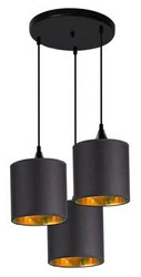 Lampa wisząca Long czarna 3-punktowa z abażurem do salonu i nad stół Candellux