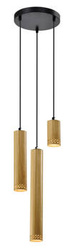 Lampa wisząca Tubo czarny talerz 3x25W GU10 klosz mix drewniany