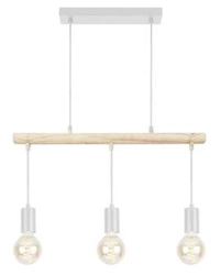 Lampa wisząca Izzy biała drewniana 3-punktowa nowoczesna do salonu i jadalni
