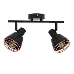 Lampa sufitowa Neria industrialna czarna z miedzianym kloszem regulowana do salonu