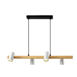Nowoczesna lampa wisząca Xilo drewniana czarna 4-punktowa do salonu i jadalni