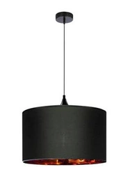 Lampa wisząca Long czarna z abażurem złotym do salonu regulowana nowoczesna 30 cm