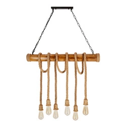 Lampa wisząca Vint drewniana 6-punktowa do salonu i jadalni nowoczesna CANDELLUX