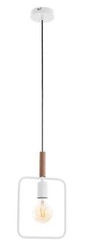 Nowoczesna lampa wisząca Frame biała z drewnem do salonu, kuchni lub jadalni 110 cm