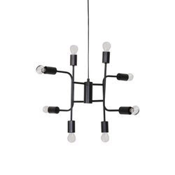 Lampa sufitowa Marinelle czarna 8-punktowa nowoczesna do salonu i jadalni 60 cm