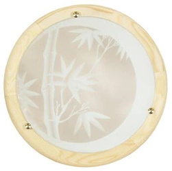 Plafon sufitowy Bamboo 40 okrągły drewniano-szklany biały do salonu i kuchni CANDELLUX