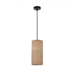 Lampa wisząca Ballo czarny 1x60 E27  abażur orzechowy