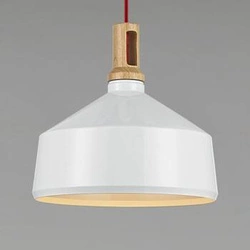 Lampa wisząca Nordic Woody biała drewniana 35 cm nowoczesna do jadalni nad stół