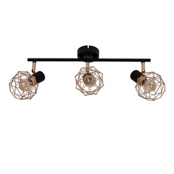 Lampa sufitowa nowoczesna loftowa Acrobat 3 klosze czarna miedziana regulowana do salonu