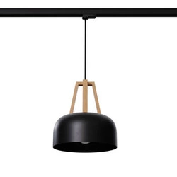 Lampa wisząca CASCO czarna/naturalne  drewno E27